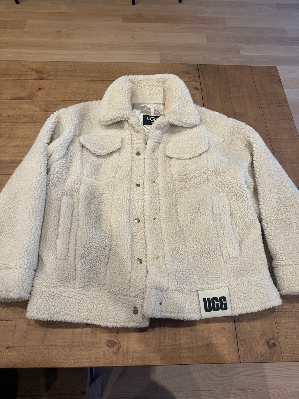 UGG Ivory Sherpa Snap-Front Jacket